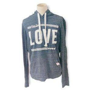 Reflex Womens Plus Size 1XL Gray Love Graphic Lightweight Athletic Hoodie Top